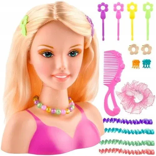 GLOWA-DO-STYLIZACJI-CZESANIA-WLOSOW-FRYZUR-LALKA-AKCESORIA-BLOND-WLOSY